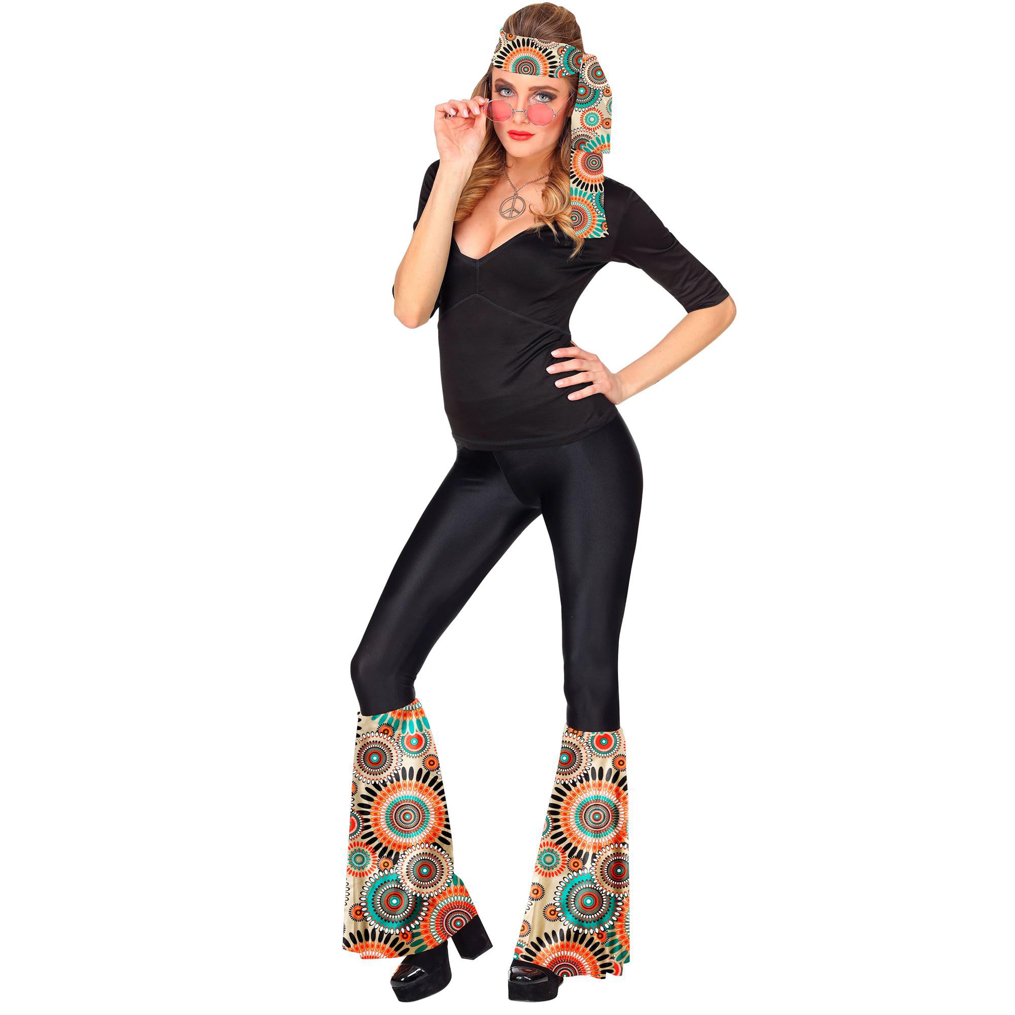 W WIDMANN MILANO Party Fashion - Hippie Set 60s/70s, Headband and Gauntlets, Flower Power Accessories for Theme Party, Carnival