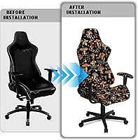 Vista 6 de Funda para silla de jugador de hongos, funda para silla de computadora, 4 piezas, con cremallera, con reposabrazos, para estudio en casa, helechos