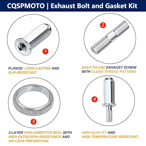 Miniatura 2 de Gy6 Kit de pernos de escape y juntas para scooters de 50 cc, 125 cc, 150 cc, ATV, ciclomotor, cuatrimoto, 4 ruedas, dune buggy para 10 piezas