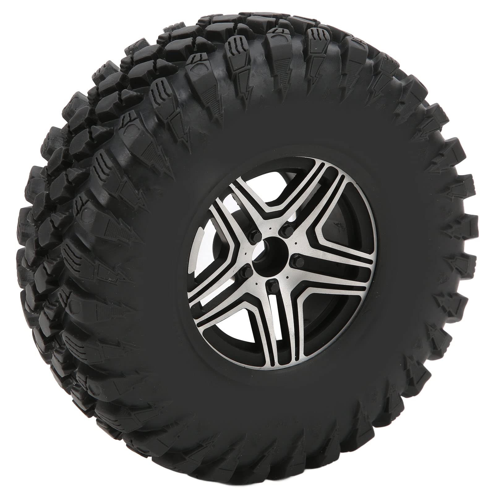 HUIOP Gumowe Opony Samochodowe RC Czarna Piasta Koła ze Stopu Aluminium, Długotrwała odporność na Zużycie, 4 szt. Dla Właścicieli Samochodów SCX10 RR10 WRAITH 90048 1/10 RC