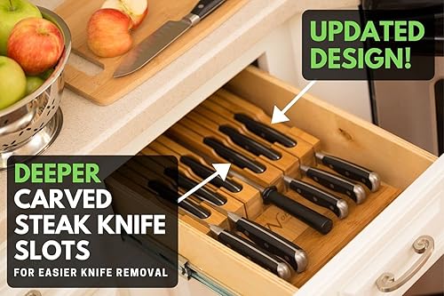 Miniatura 2 de Soporte para cuchillos de bambú en bloque contiene hasta 16 cuchillos no incluidos sin puntas más una ranura para tu afilador de cuchillos Noble