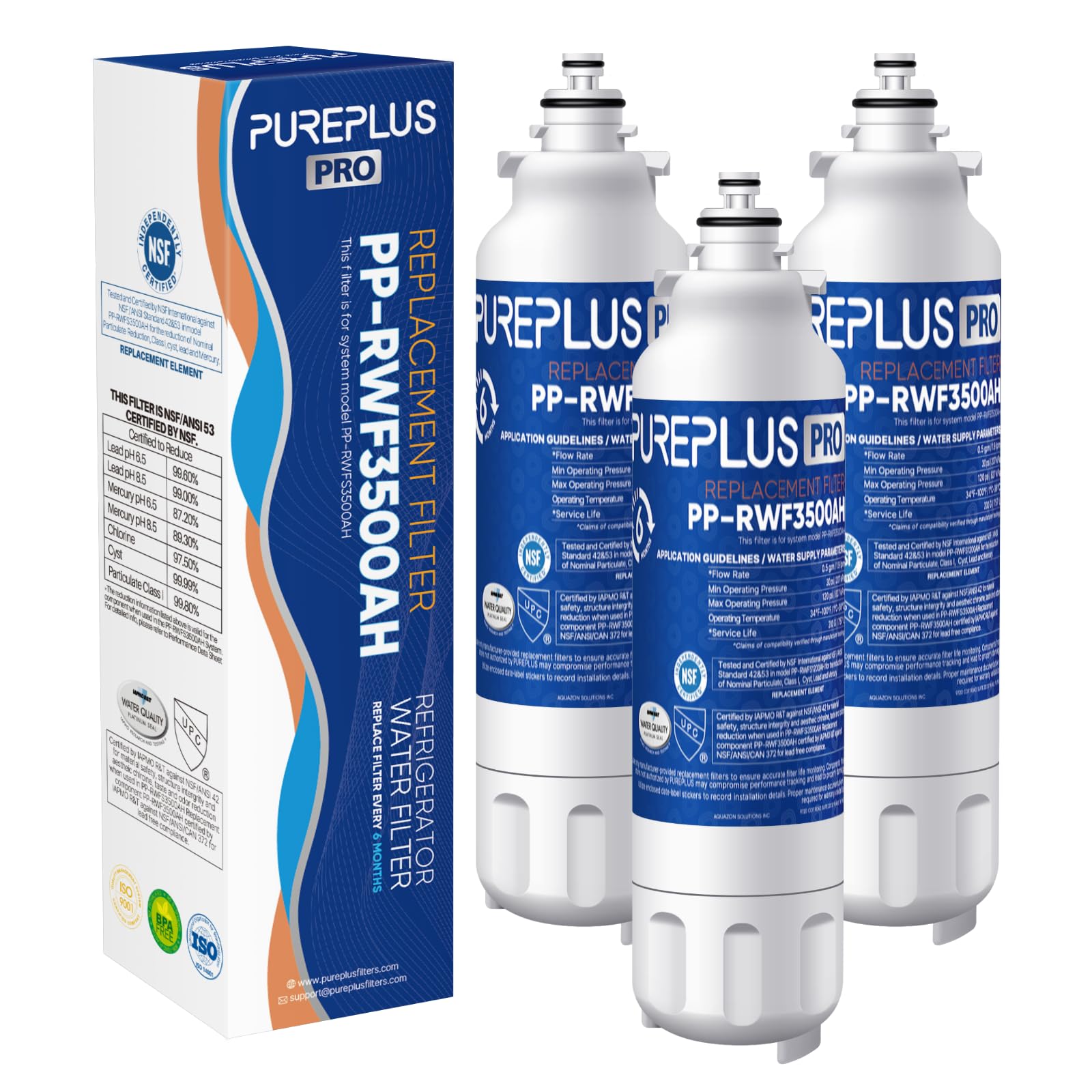 Filtre à eau pour réfrigérateur PUREPLUS RWF3500AH bloc charbon actif 3PAC