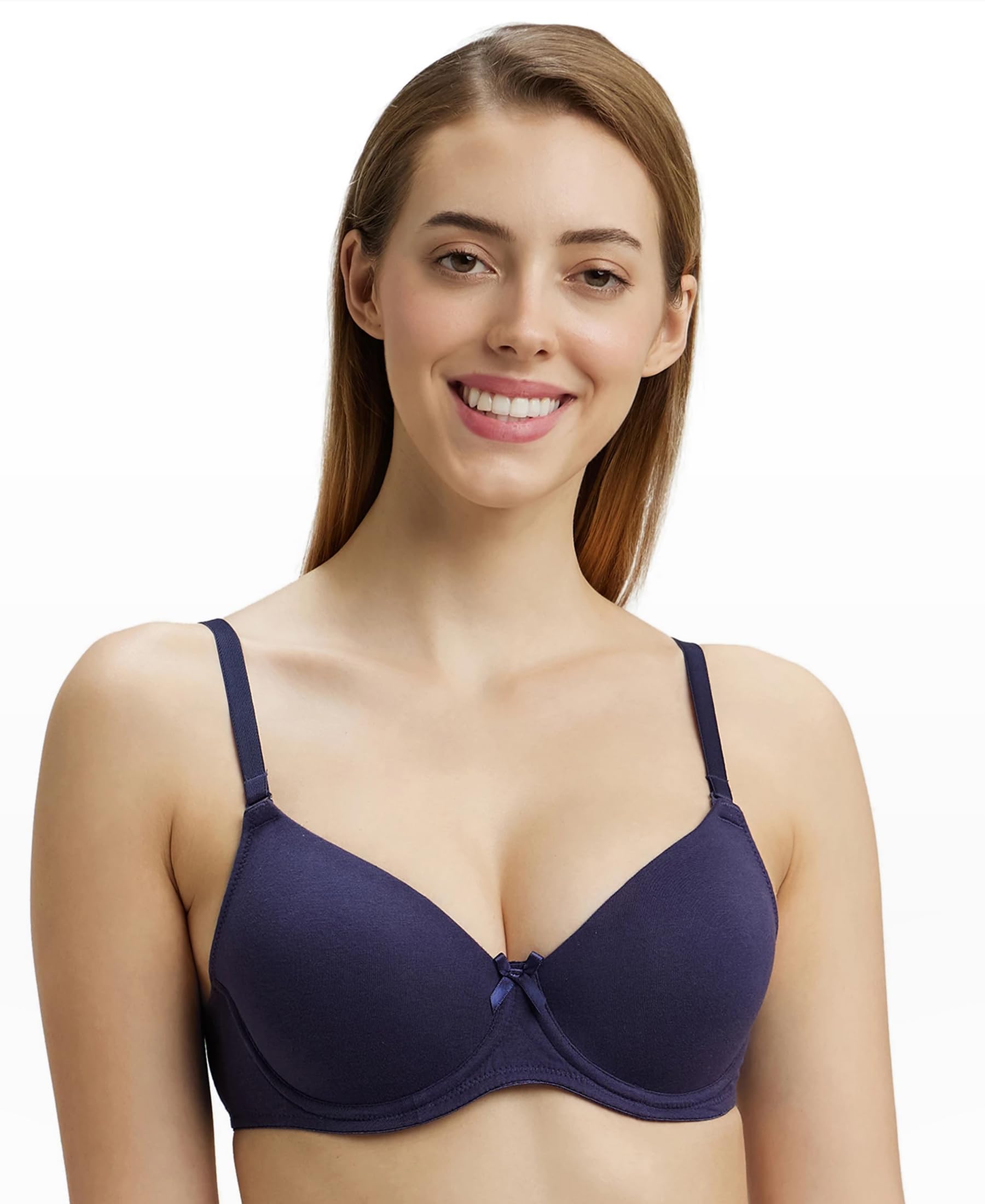 Jockey 1245 Women's Under-Wired Padded Super Combed Cotton Elastane Stretch Medium Coverage Multiway Styling T-Shirt Bra with Detachable Straps