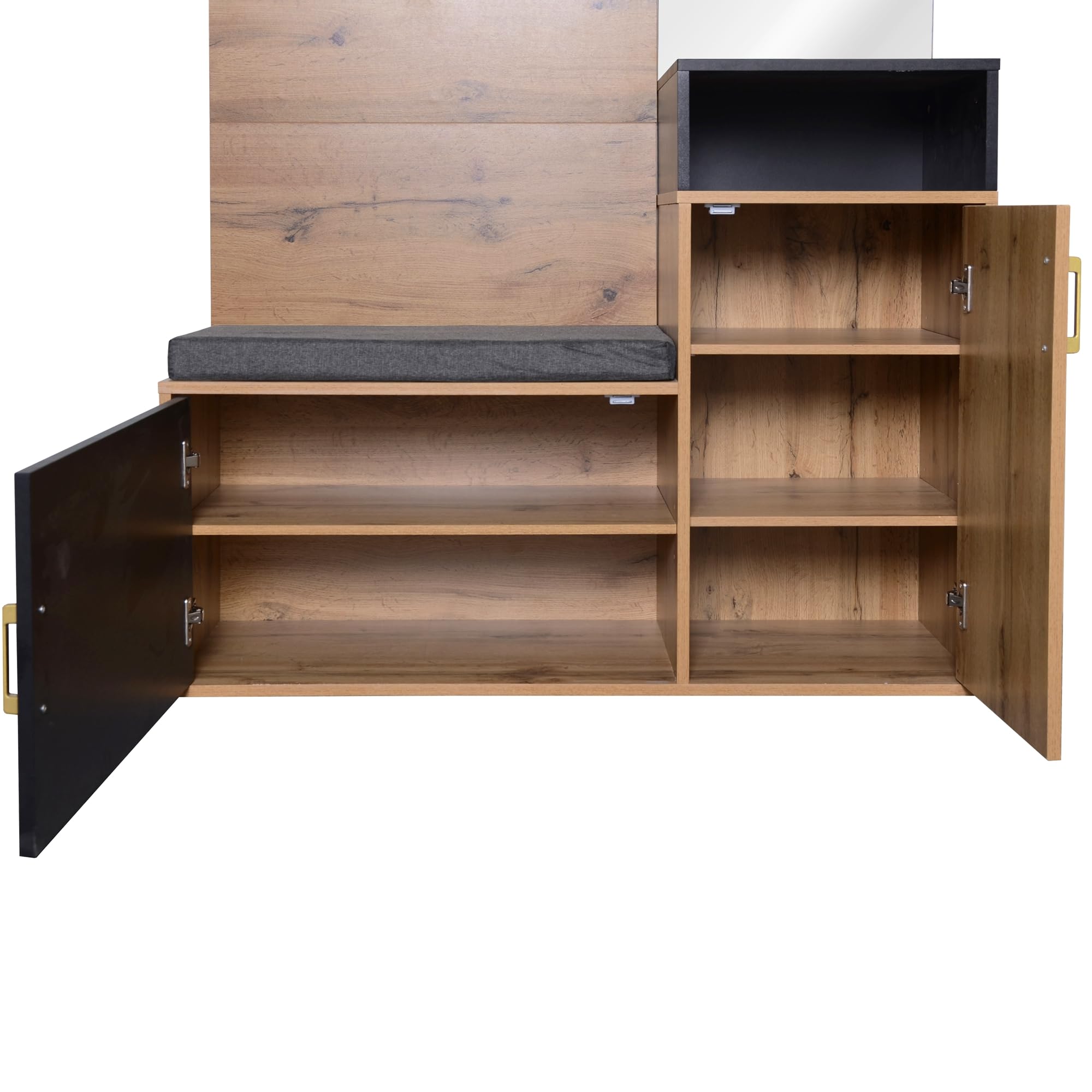 Garderoben-Set mit Spiegel Schuhschrank Wandgarderobe Sitzbank