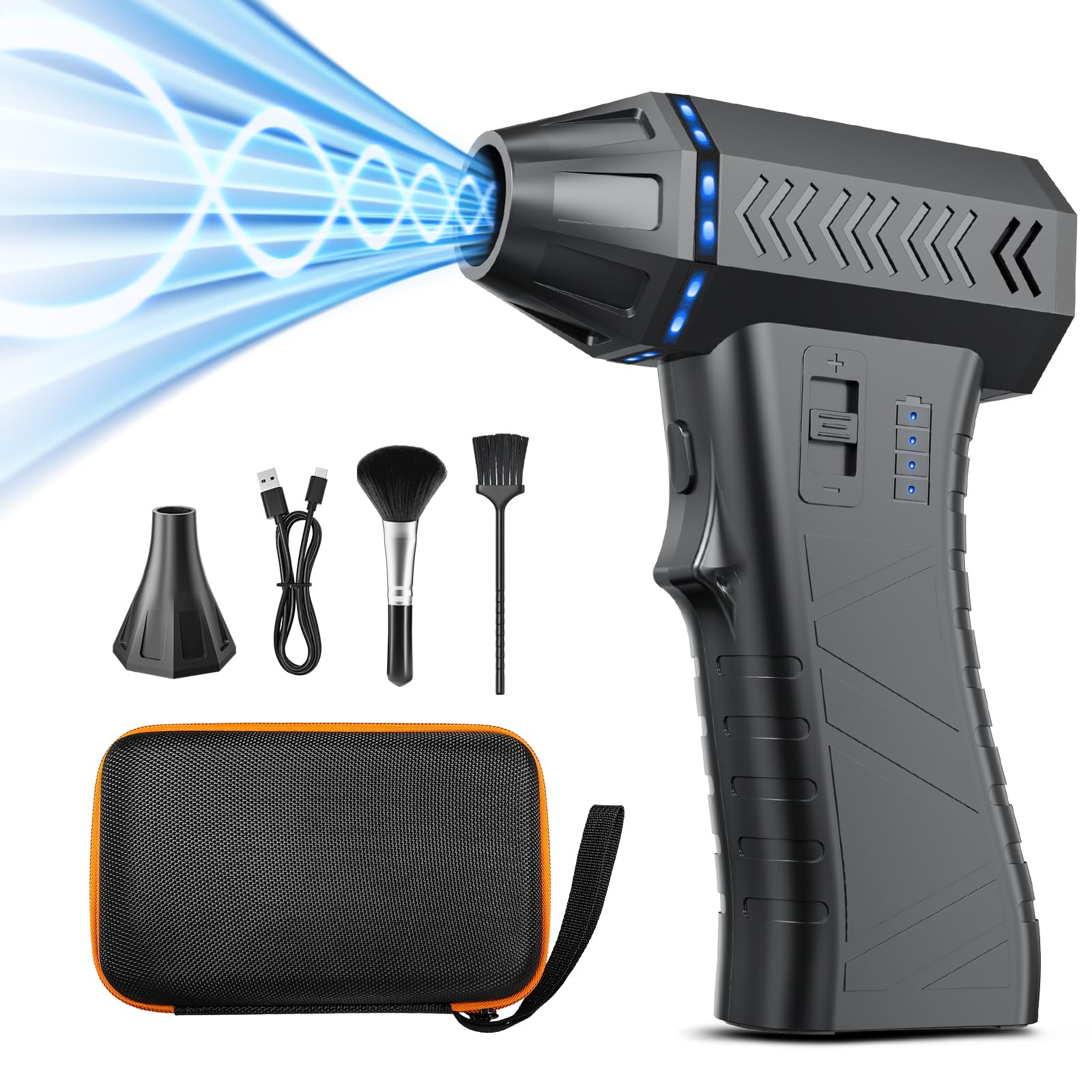 Compressed Air Duster,300000RPM Super Power Air Duster Portable Electric Air Blower,Replace Canned Air,Cordless Duster Cleaning Kit for Computer, Keyboard, Home, Outdoor and Car