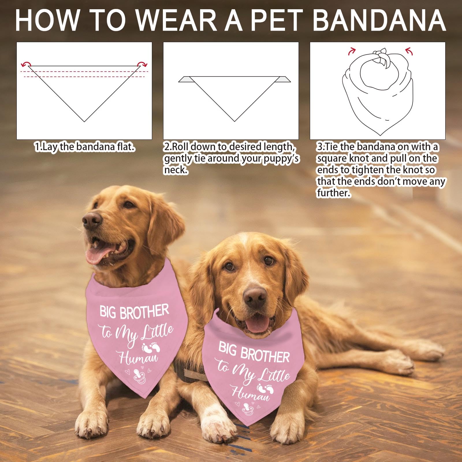 Arricraft Bandana Triangolare In Cotone Rosa per Cani da Compagnia con Scritta "Fratello Maggiore Del Mio Piccolo Umano" Bavaglini Lavabili per Annuncio di Gravidanza