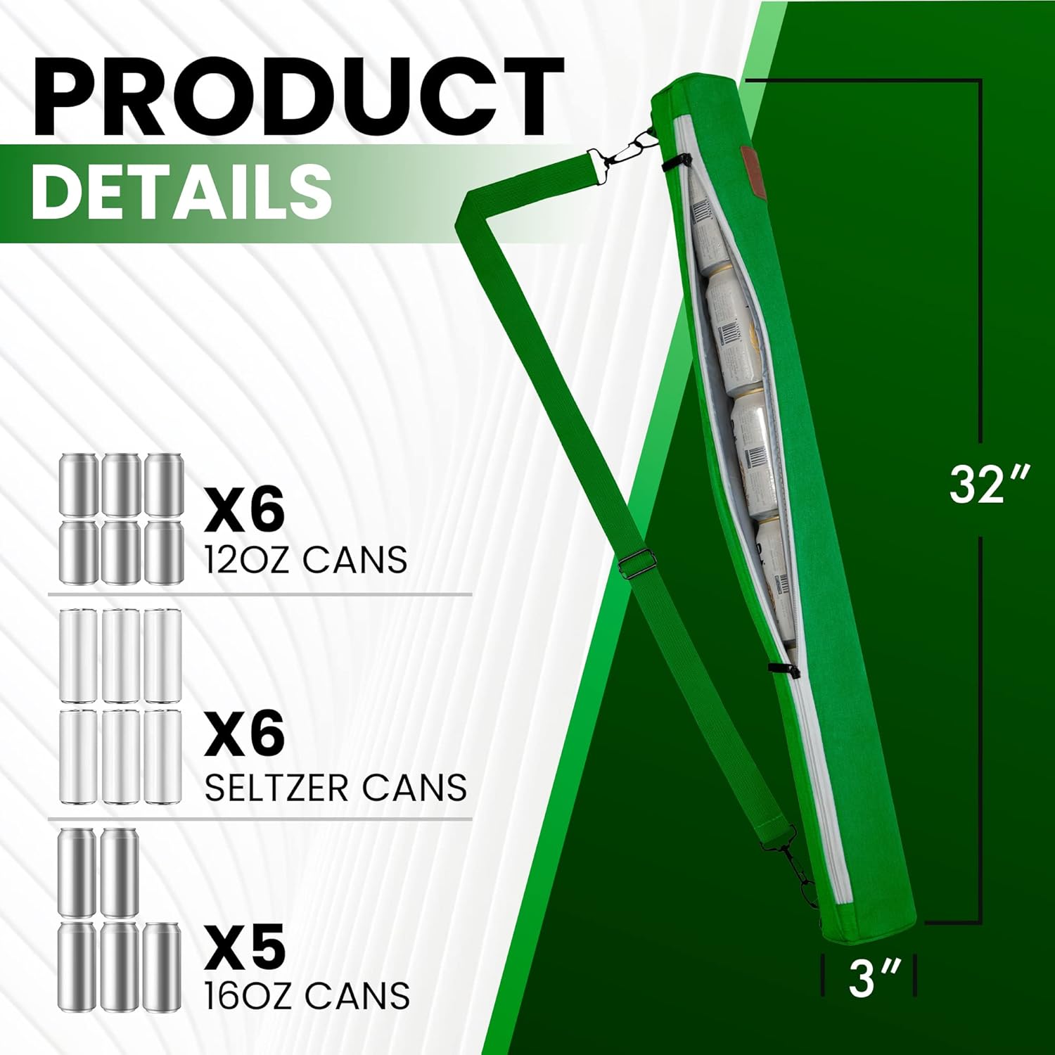 LNX Golf Cooler Sleeve by Checkpoint 30 | Keep Cans Cold up to 6 Hours | Insulated, Convenient, and Stylish | for Golf, Camping, and Outdoor Activities | Stores up to 6 Cans