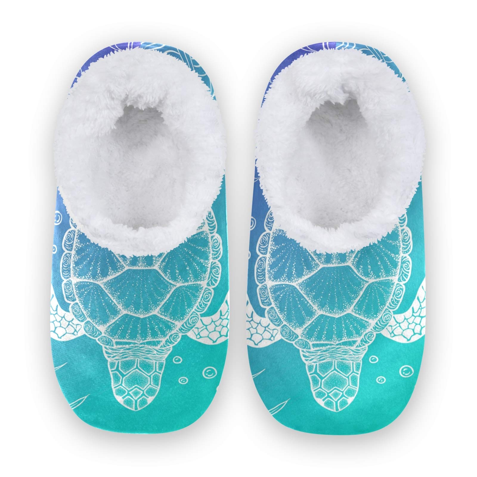 linomoOcean Sea Animal Turtle Slippers for Women, Womens House Slippers  Indoor Slipper Socks House Shoes Bedroom Socks Shoe