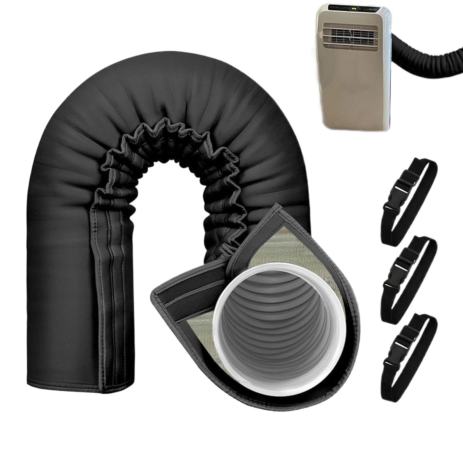 AC Sleeve, Hose Insulation, Energy-Saving Exhaust Cover with Zipper, Weather-Resistant Wrap, Heat-Blocking Tube Shield for Portable Air Conditioner, Indoor, Outdoor, Home, Window Vent Use