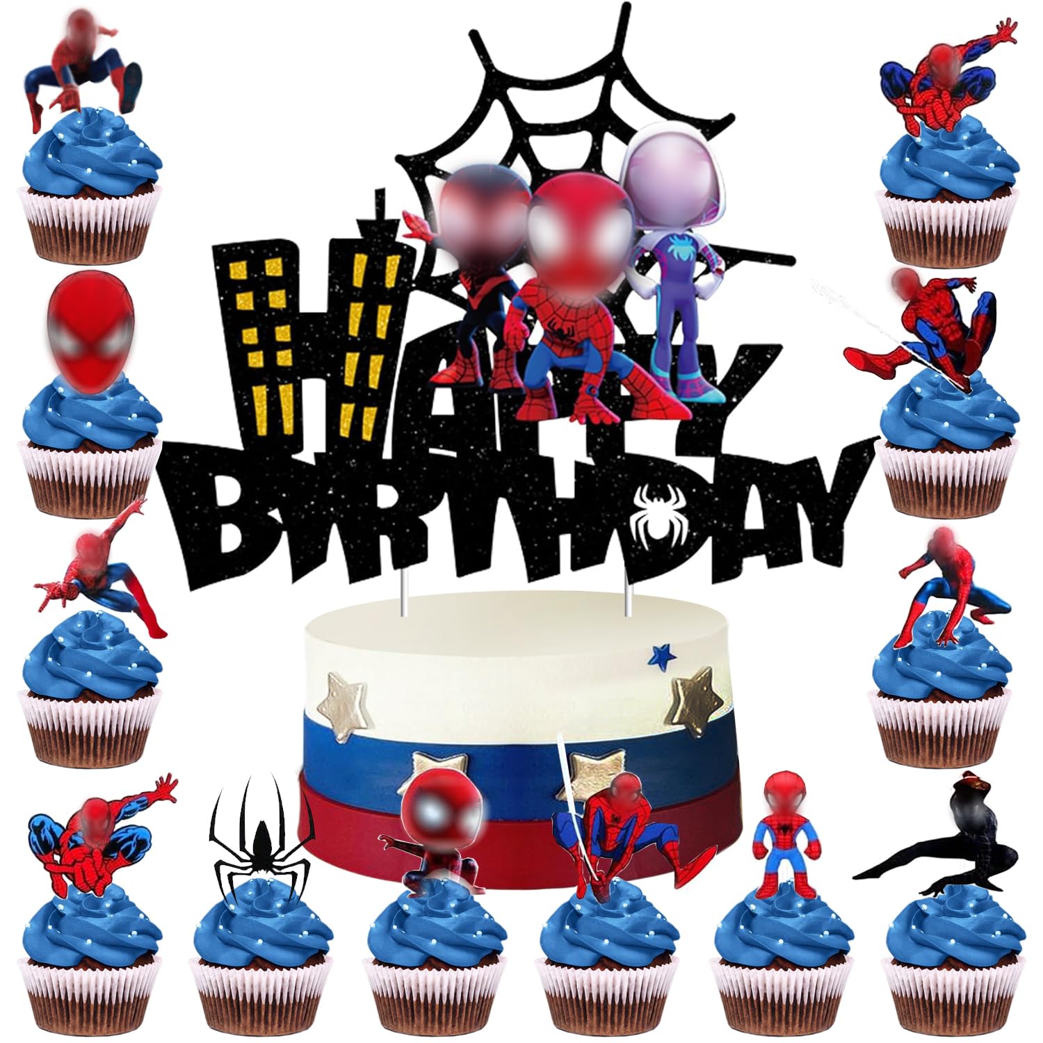 25-teiliges Torten-Deko-Set für Kindergeburtstage