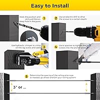 Vista 6 de WAYSKA Paquete de 80 tornillos de rosca izquierda y derecha de acero inoxidable T316 negros para poste de madera de 1/8" kit de herrajes