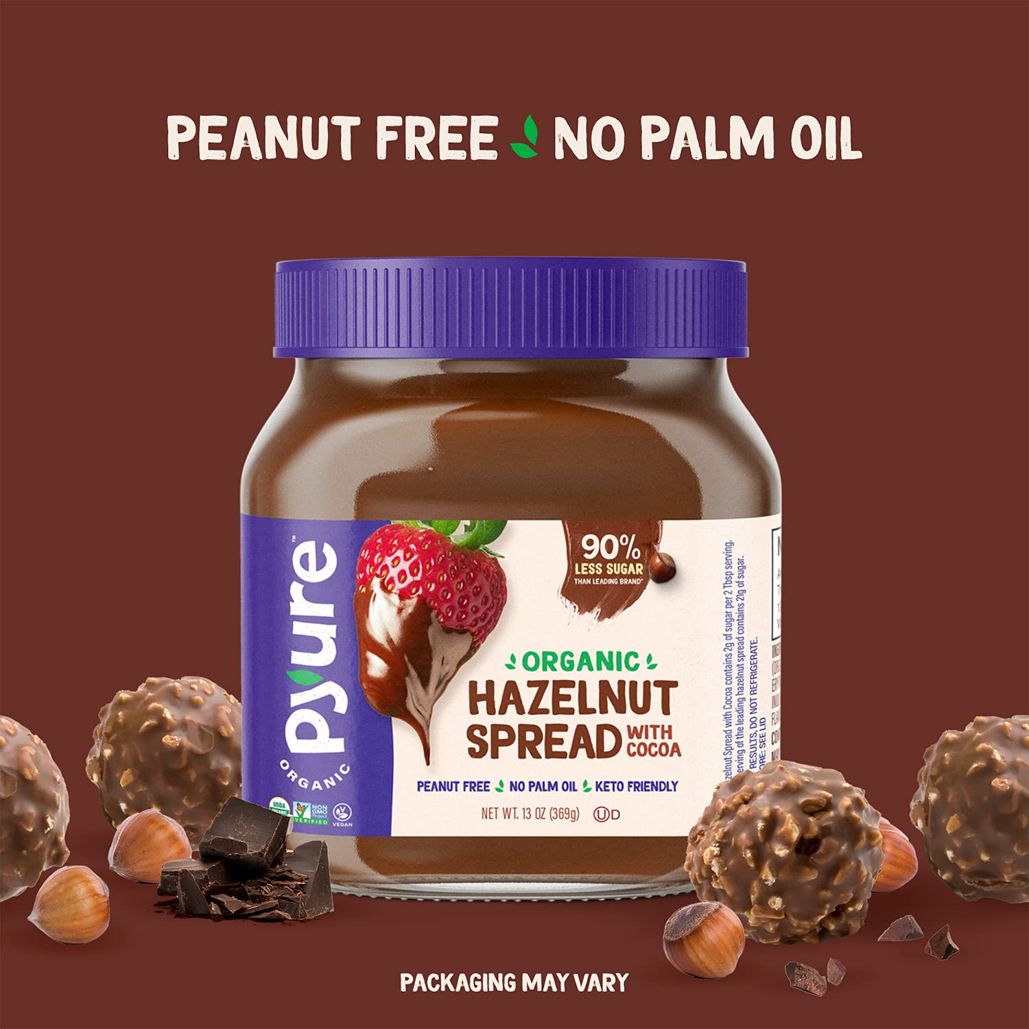 Organic Hazelnut Spread with Cocoa by Pyure Keto Friendly, No Palm