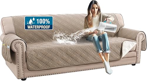 Miniatura 8 de H.VERSAILTEX Fundas de sofá 100% impermeables para mascotas, fundas deslizantes modernas para sofás/sofás, funda de sofá gruesa y suave lavable