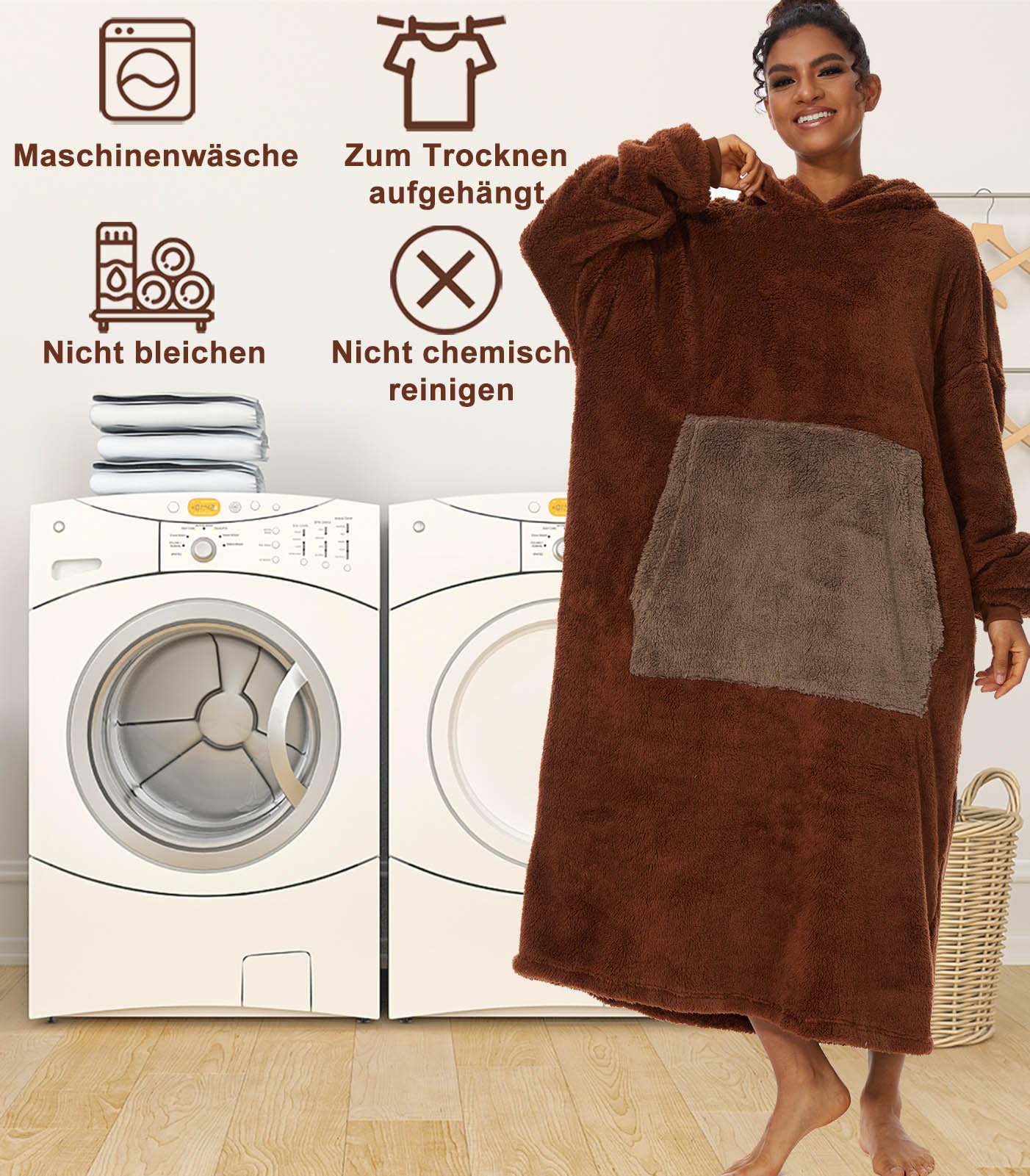 LATH.PIN Felpa con Cappuccio Oversize, Calda, a Maniche Lunghe per Uomini e Adulti, con Tasca Frontale