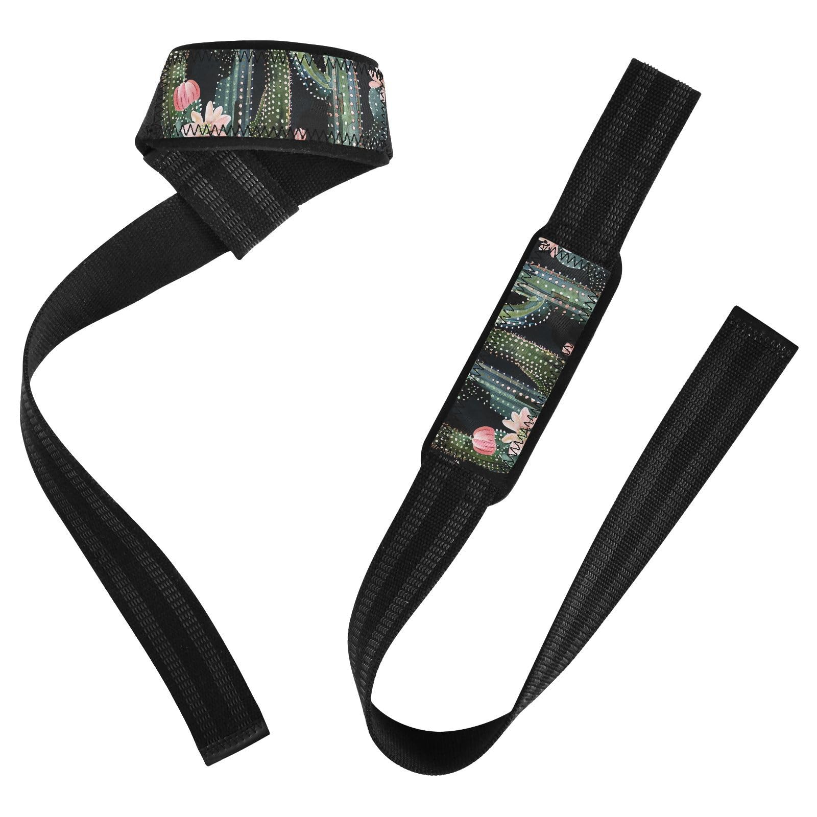 Nander Beautiful Cactus Wrist Straps for Weightlifting,Lifting Straps with Neoprene Cushioned Wrist Padded and Anti-Skid Silicone for Strength Training,Bodybuilding,Deadlifting