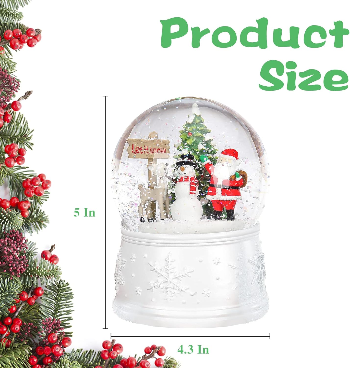 Vipush Christmas Snow Globe - Snowman Santa Style Musical Snow Globe with Color Changing Led Lights, Christmas Decorations with Music Box Gifts for Girls Kids, Decorations for Christmas & Birthday - Image 5