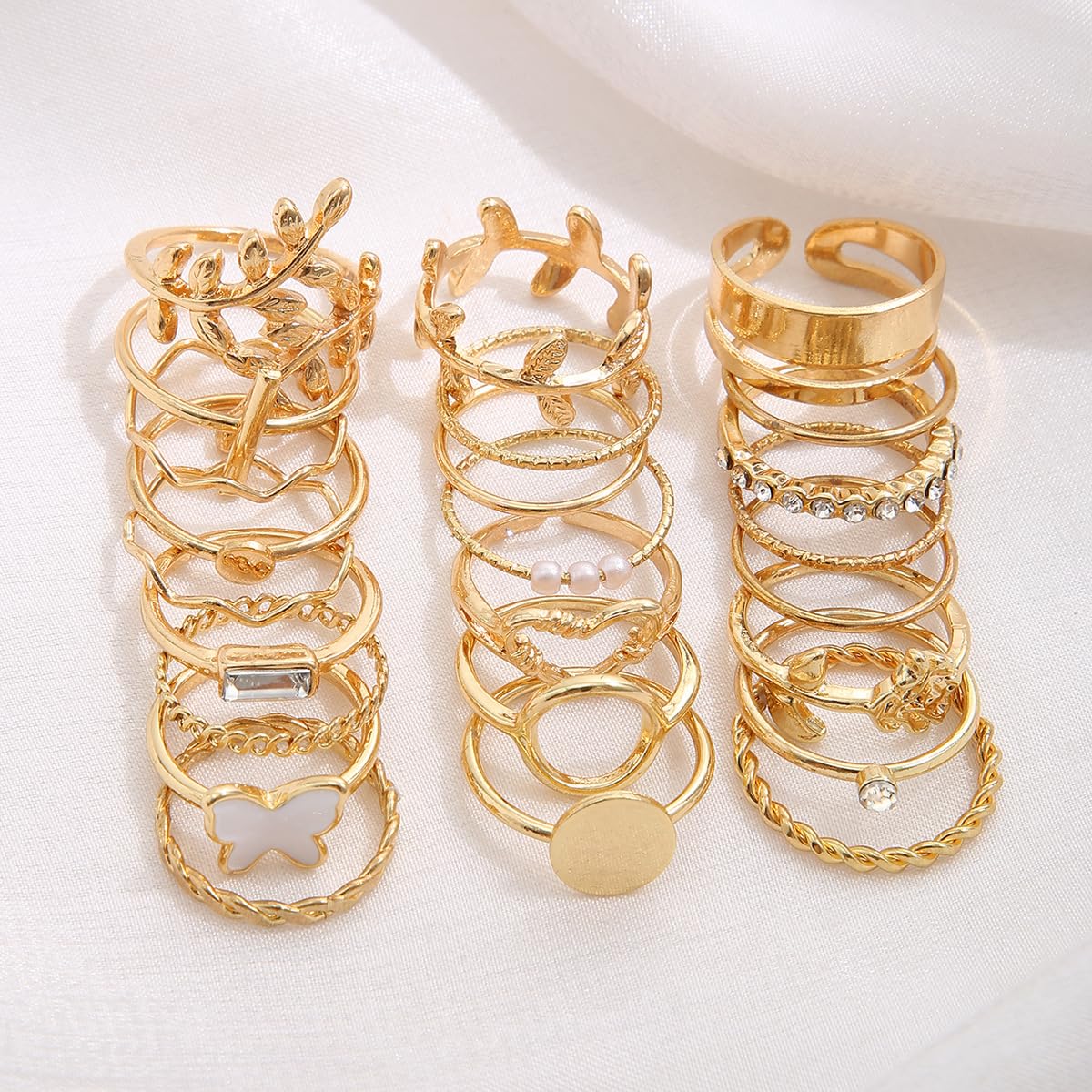 Shining Diva Fashion Set of 24 Latest Stylish Gold Plated Rings for Women and Girls (15206r) 1