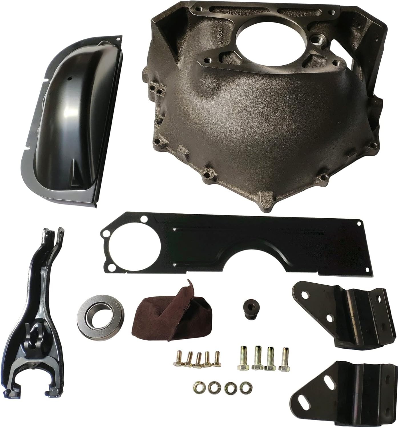 Bellhousing w/Clutch Fork Inspection Cover Kit For 1955 1956 1957 Chevrolet Bel Air Del Ray One-Fifty Series Sedan Delivery Two-Ten Series 150 V8 Fits Manual Trans 168 Tooth Flywheels