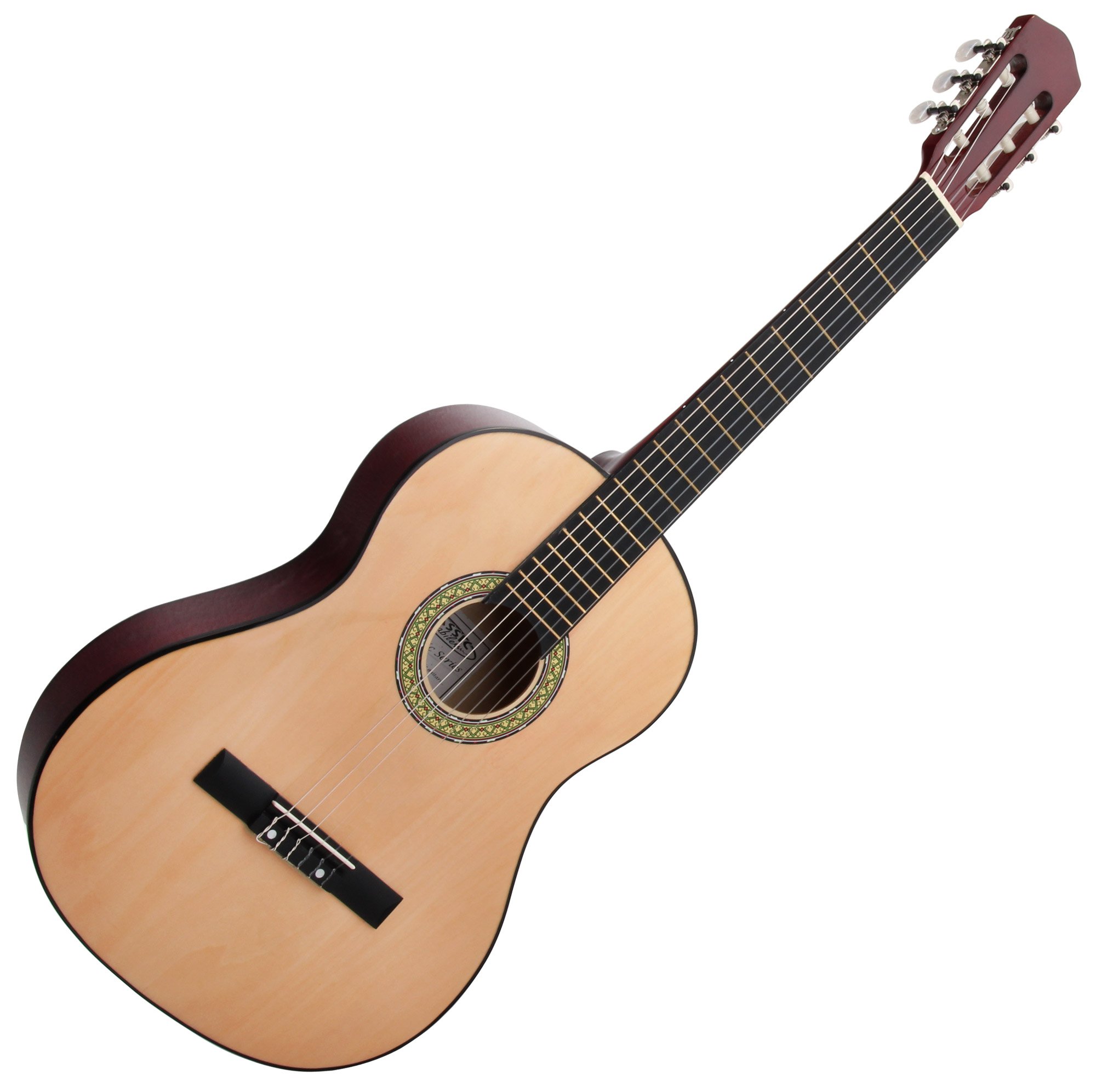 Classic Cantabile AS-851 4/4 Guitare Classique Concert Set Débutant Complet (Guitare Classique, Housse Gigbag, Cordes Nylon, Livre/École, 3 Médiators et Sifflet Accordeur)