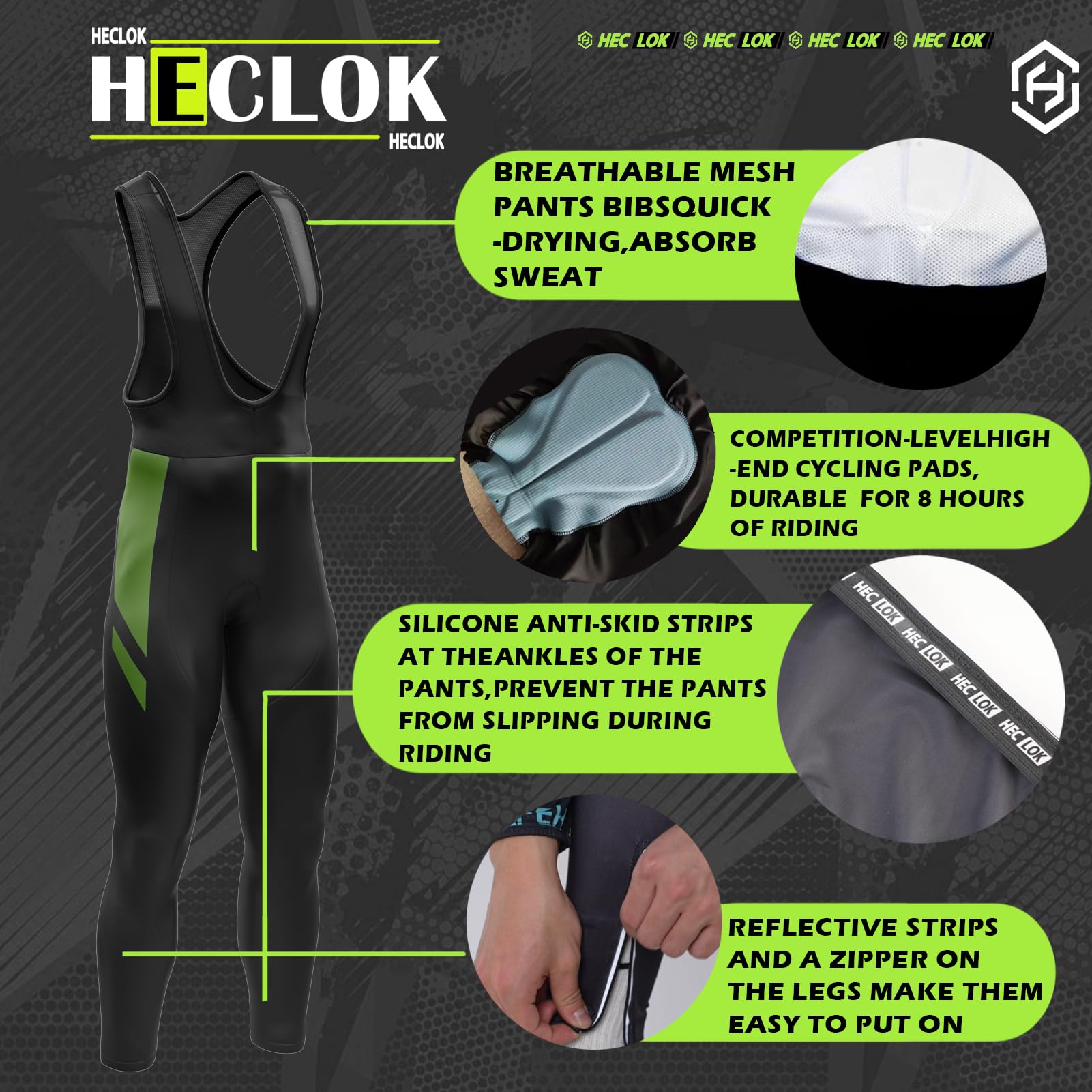 Maillot Ciclismo, Conjunto Ciclismo Hombre Manga Larga + Ropa Ciclismo con Tirantes 9D Gel Acolchado Culotte Largo＋Gafas Cortaviento Ciclismo Gafas de Sol Polarizadas