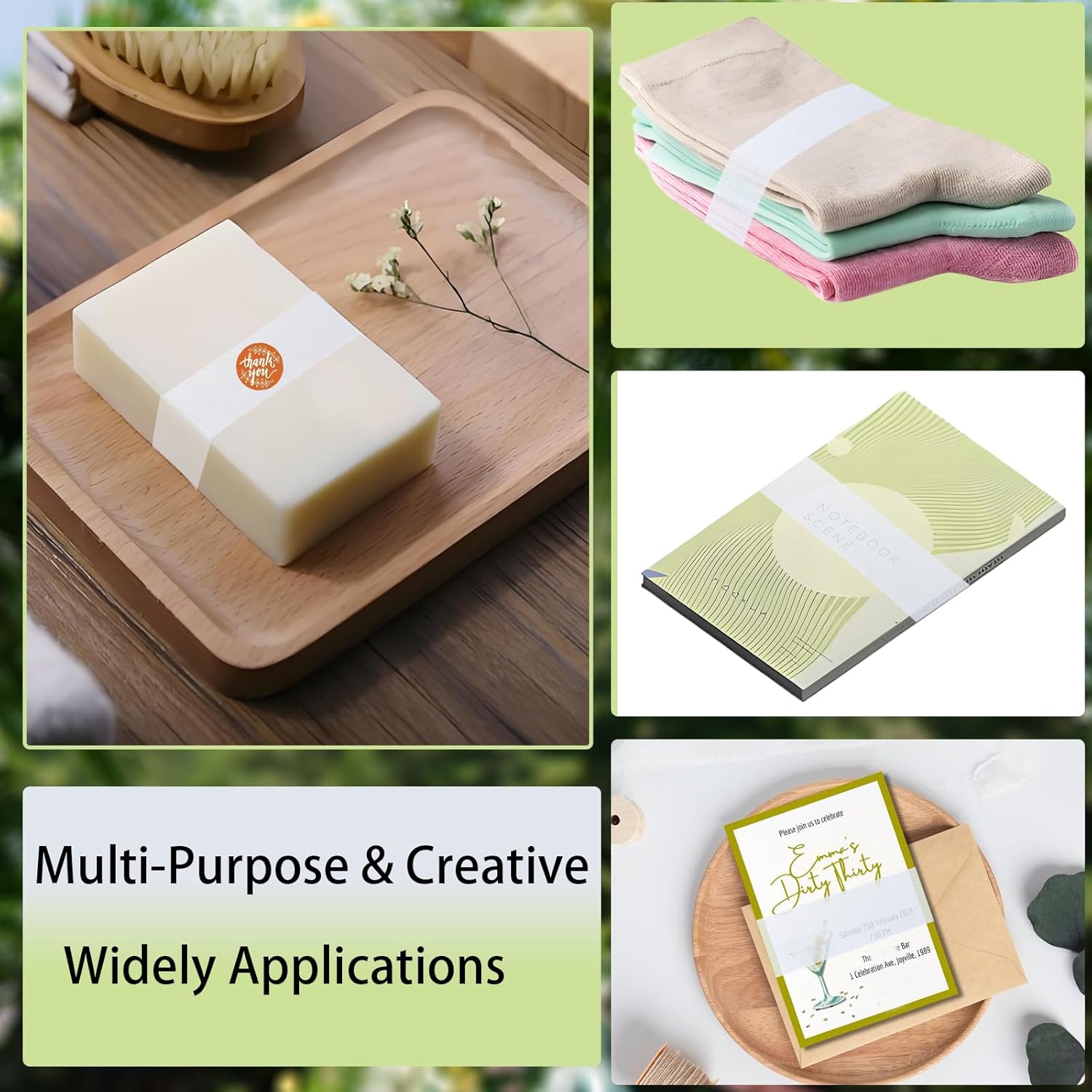 50 Pcs Wedding Invitation Accessories Translucent Vellum Belly Band for 5 x 7 Invitations, Invitation Belly Bands Vellum Wrap for Invitations,Clear Vellum Paper Belly Bands Liners