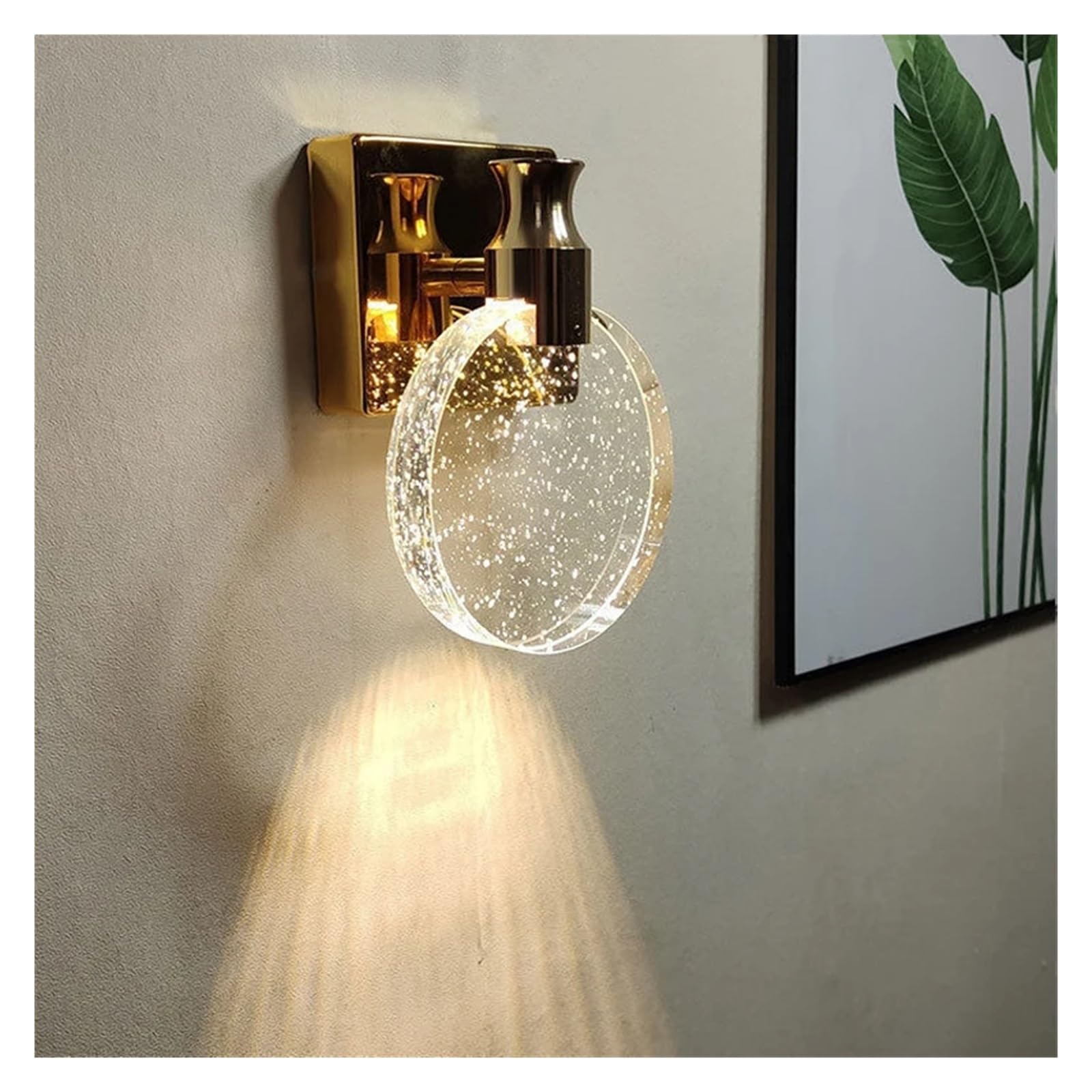 CWCQGH Wall Sconces, Scandinavian Simple LED Wall Sconce Crystal Glass Bubble Mirror Front Light Hallway Aisle Living Room Bedroom Dresser Wall Sconce,Gold-16CM
