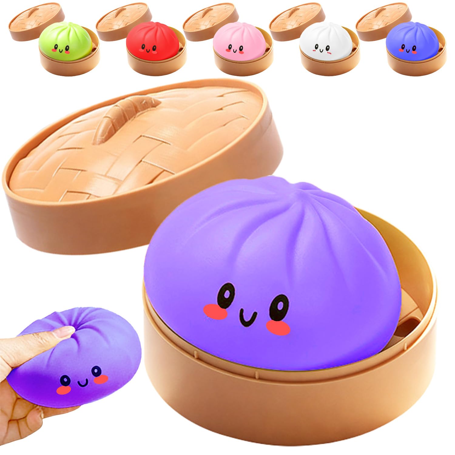 Dumpling Squishies Toy,Glitter Mystery Squishy Dumpling Box,Colorful Dumplings Stress Fidget Toys,Soft Anxiety Relief Sensory Squeeze for Toddler,Boys,Easter Basket Stuffers for Kids(Glitter Clear) — view 9
