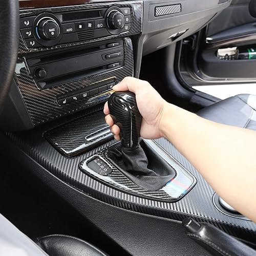 Miniatura 3 de YIWANG Funda de palanca de cambios estilo fibra de carbono para BMW Serie 5 E60 2004-2007 Auto Accesorios