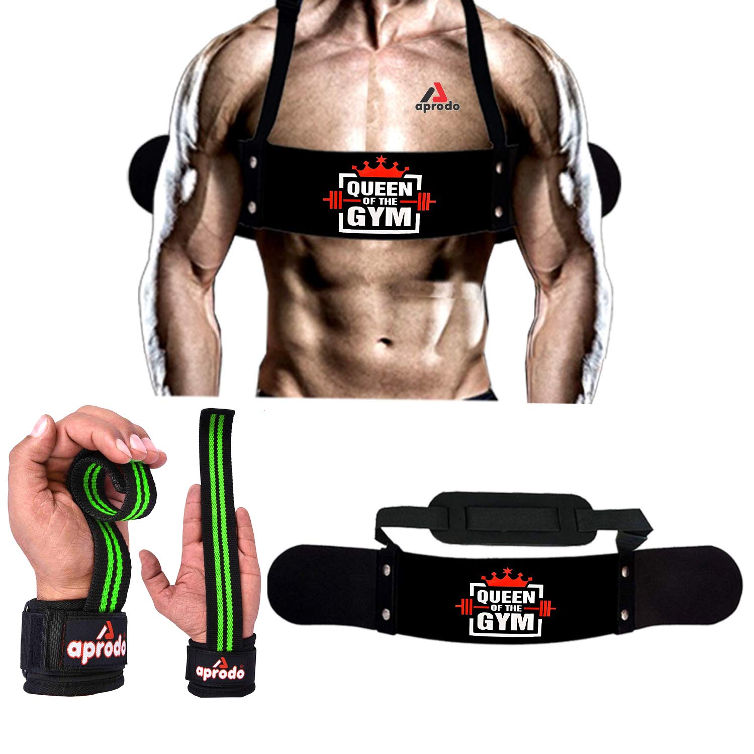 Aprodo Gym Fitness Combo (Arm Blaster with Black/Green Weight Lifting Strap) (Queen of The Gym & Black Green WLS) (B08BXRJK3N) Amazon Price History, Amazon Price Tracker