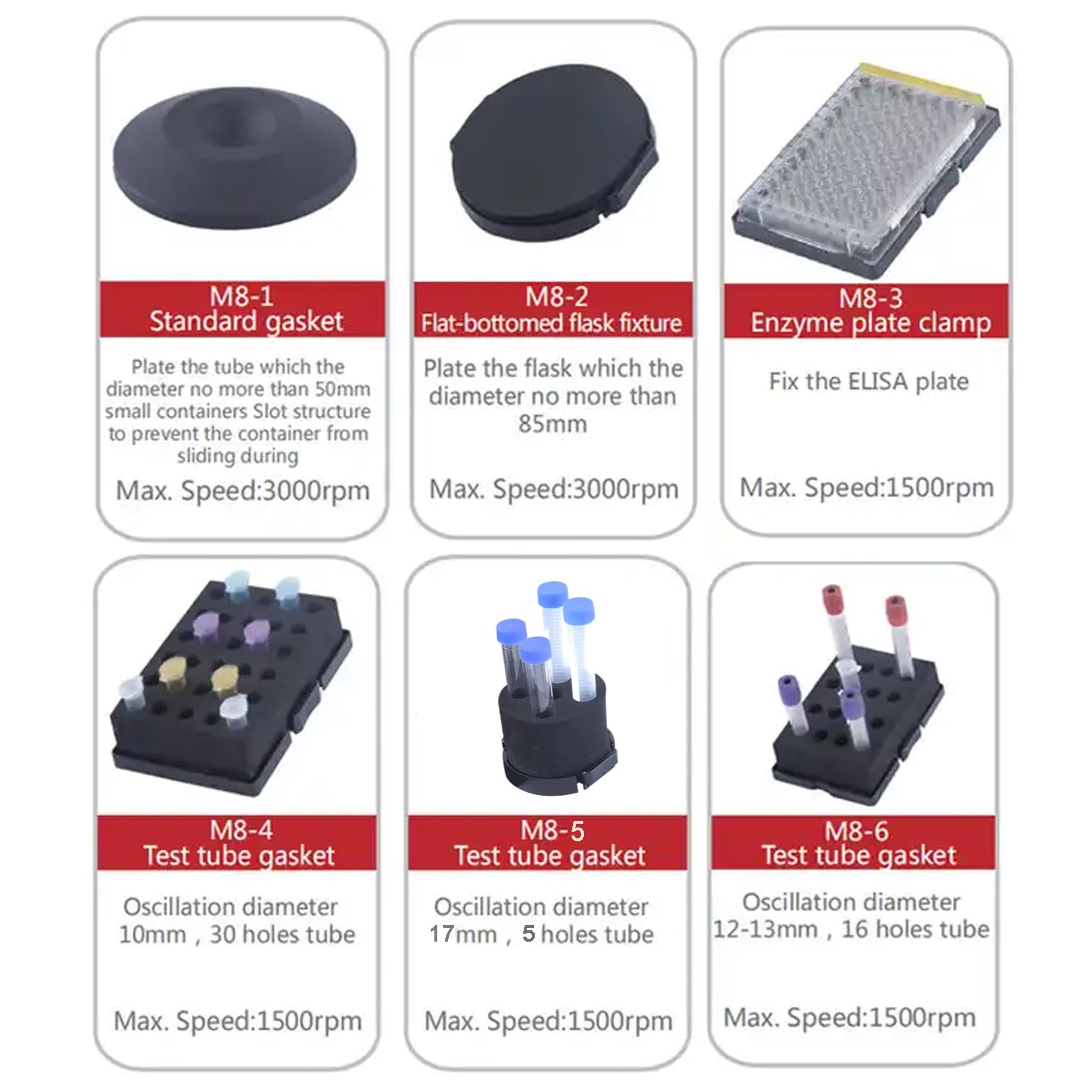 Vortex - Mezclador multitubo con 6 módulos reemplazables, 200-3000 RPM, para matraces, placas ELISA, tubos de ensayo, ideal para investigación química y biológica