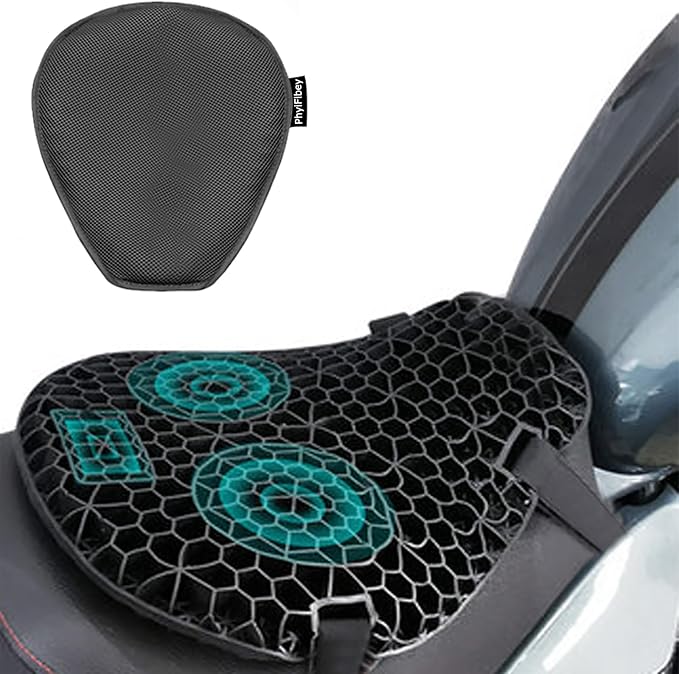 PhyiFlbey Motorcycle Seat Cushion - Gel, Non-Slip, Breathable