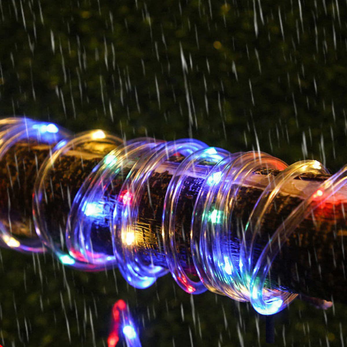 Guirnalda de luces solares para exteriores, 16.5 pies, 50 luces LED, impermeable, alambre de cobre, luces de hadas para jardín, valla, patio, Navidad, boda, fiesta (multicolor) 5