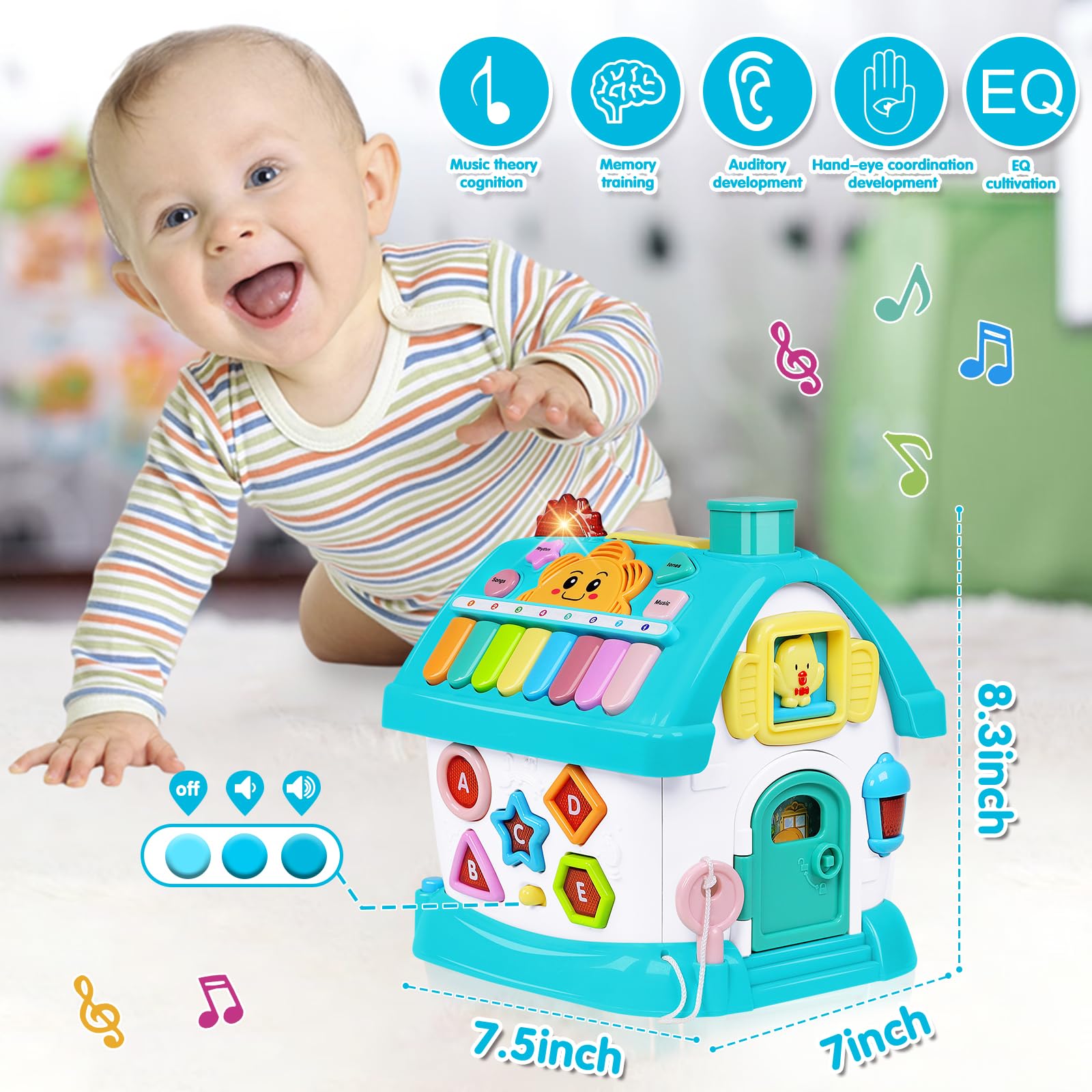 Dreampark Toys for 1+ Year Old Boy Gifts: Baby Musical Toys 12-18 12 18 Months Montessori Toddler Toys Age 1-2 1-3 2-3 1st Birthday Gifts Boys Girls Toddlers 8-in-1 Multi-Functional House