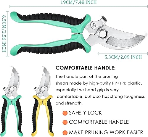 Miniatura 9 de AKOAK 1 paquete de tijeras de podar, tijeras profesionales de flores, cortadores de ramas, afiladas, duraderas, adecuadas para plantas, ramas, poda
