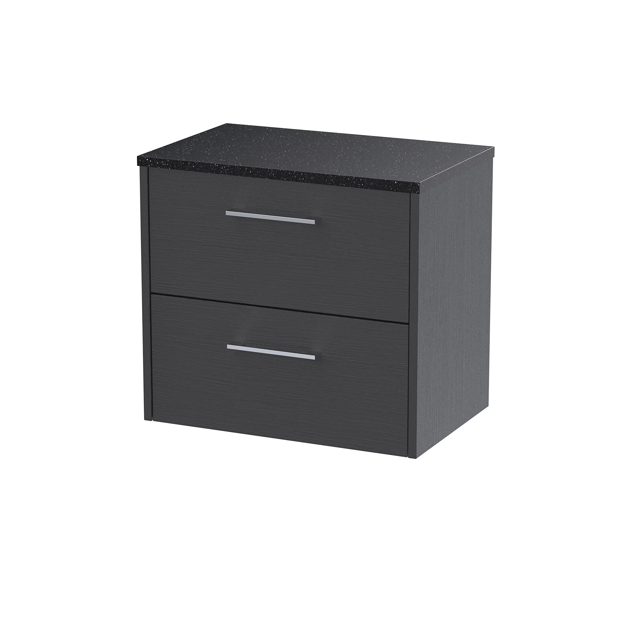 Hudson Reed Juno 600Mm Wall Hung 2 Drawer Vanity & Sparkling Black Laminate Top - Graphite Grey Jnu2224lsb