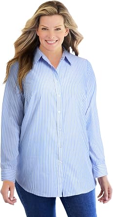 Woman Within Plus Size Perfect Long Sleeve Shirt