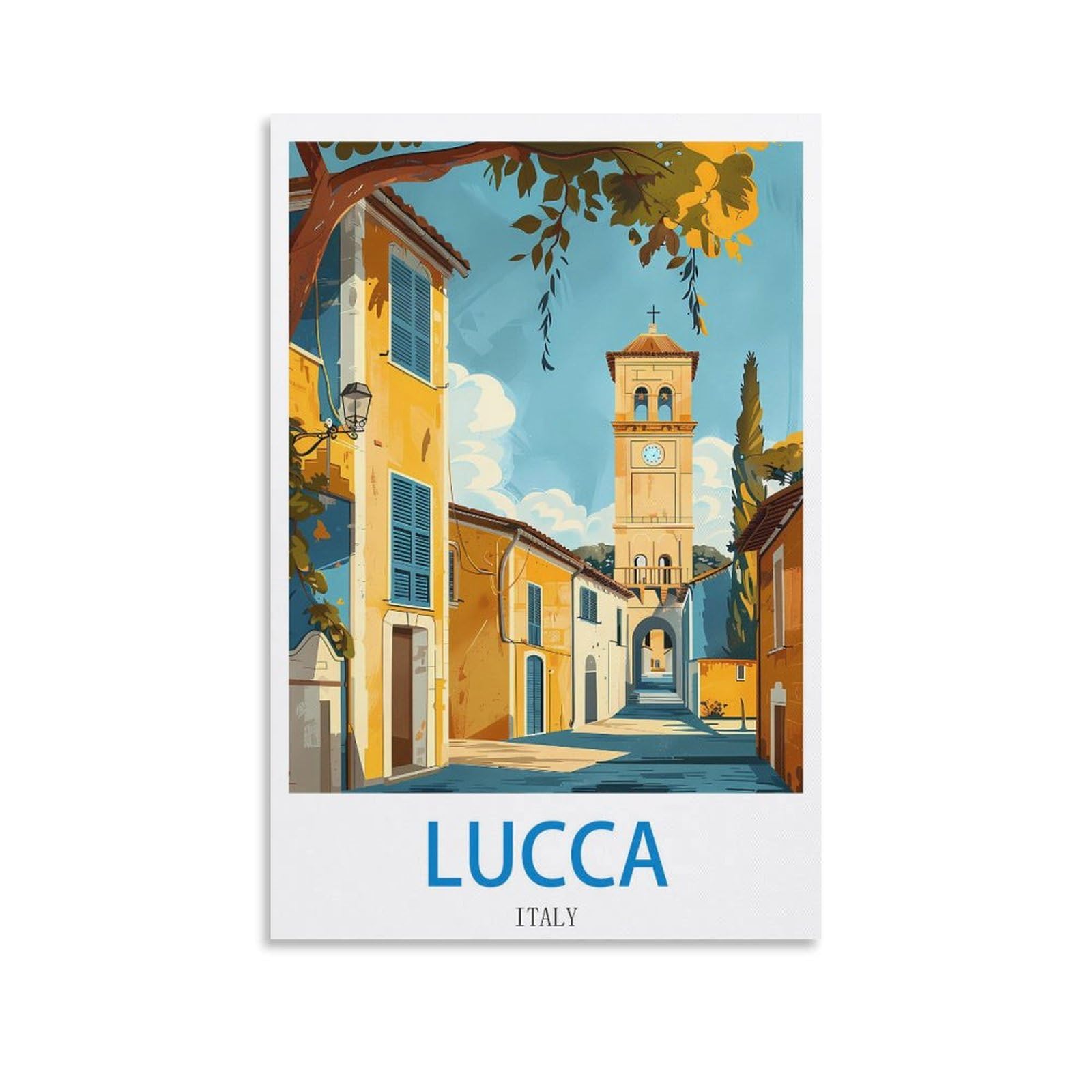 HeyBox Lucca Italy Vintage Travel Posters 12x18inch(30x45cm) Canvas Prints Wall Art Paintings for Home Office Living Room Decor