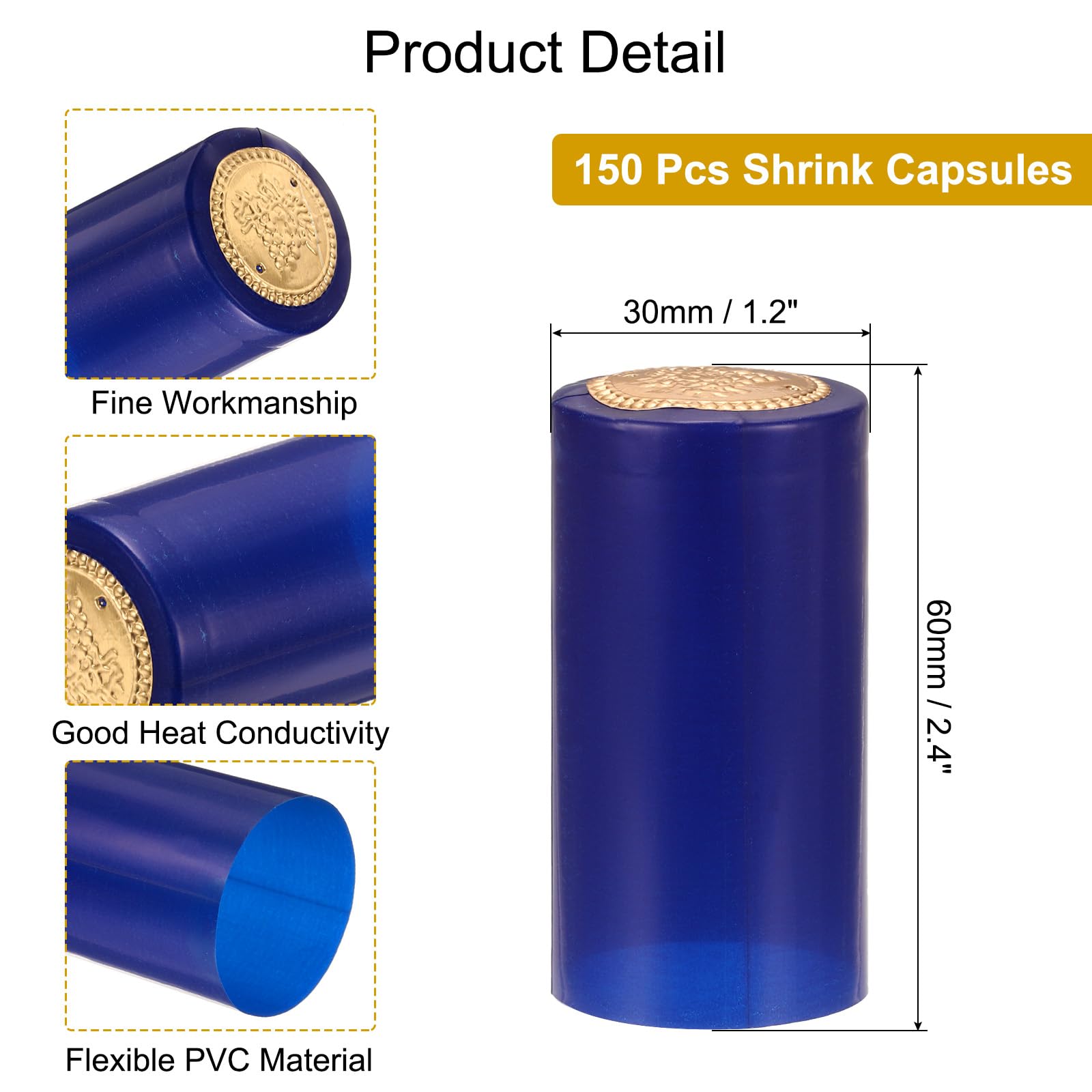 Starnearby 100 Pezzi Capsule Termorestringenti per Bottiglie, Capsule Bottiglie Vino in PVC, Cappucci Termoretraibili per Bottiglie Vino, Copri Tappi Termoretraibili Bottiglie Vino
