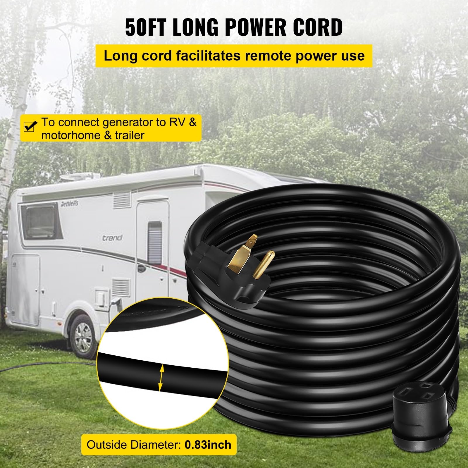 Generator-Sockel-Verlängerungskabel, Netzkabel, 15 m, 250 V, 50 A, robust, 10/3 Schweißgerät, MIG, Wig, Plasma, STW-Jacke, wasserdicht