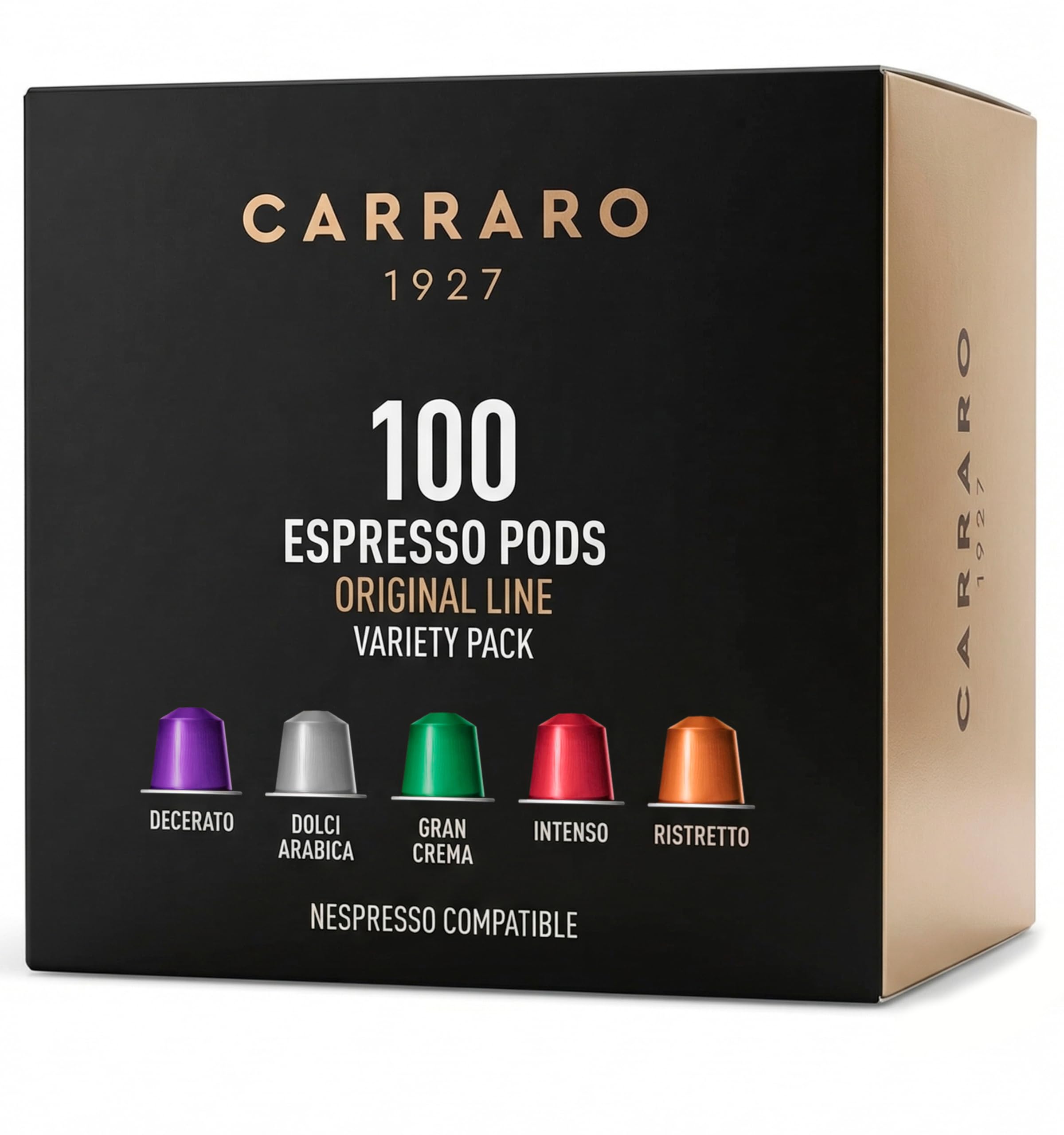 Variety Pack - 100 Espresso Capsules Compatible with Nespresso Original Line Machines - Medium & Dark Roast Coffee Pods, Aluminum Capsules 10 Packs, Made in Italy (Premium Gift Box Not Included)