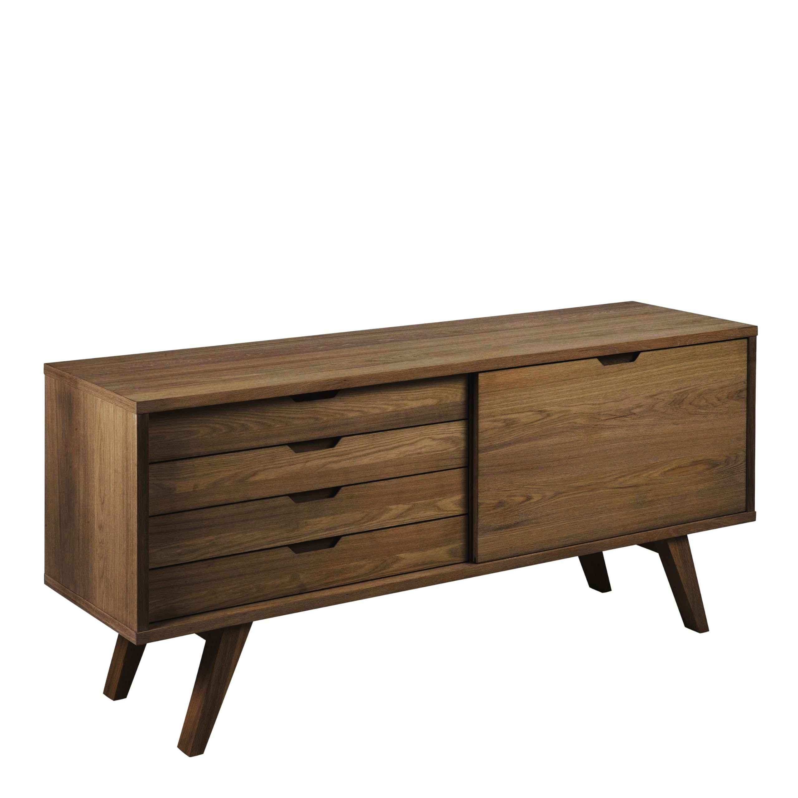 Furniture To Go | A- Line, Smoked Oak, Sideboard with 4 Drawers and Sliding Door