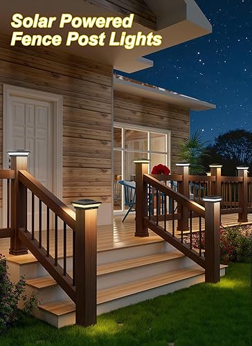 Miniatura 7 de T-SUN Luces Solares para Tapas de Postes Paquete de 6 para Postes de ViniloMadera de 4x4, Impermeables para Exteriores Blanco Cálido y Frío