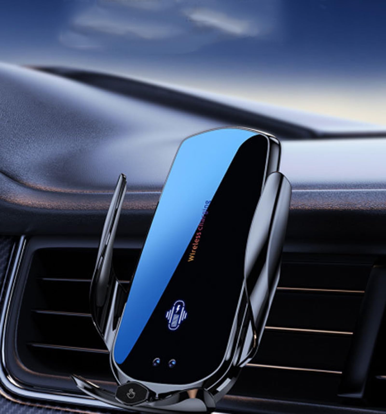 Zsshuihh Black Car Phone Holder Wireless Charger For Peugeot 206/207 / 208/2008 Puretech/Gt Line/Bluehdi, Adjustable Mount Cradle 360° Rotation, Essential Car Accessories,