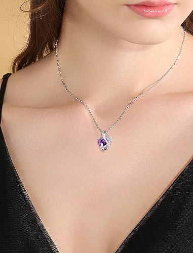 Miniatura 3 de Vesitim Colgante de corazón infinito de plata de ley 925, collar de mariposa para mujer, regalo de joyería con piedra natal de circonita cúbica