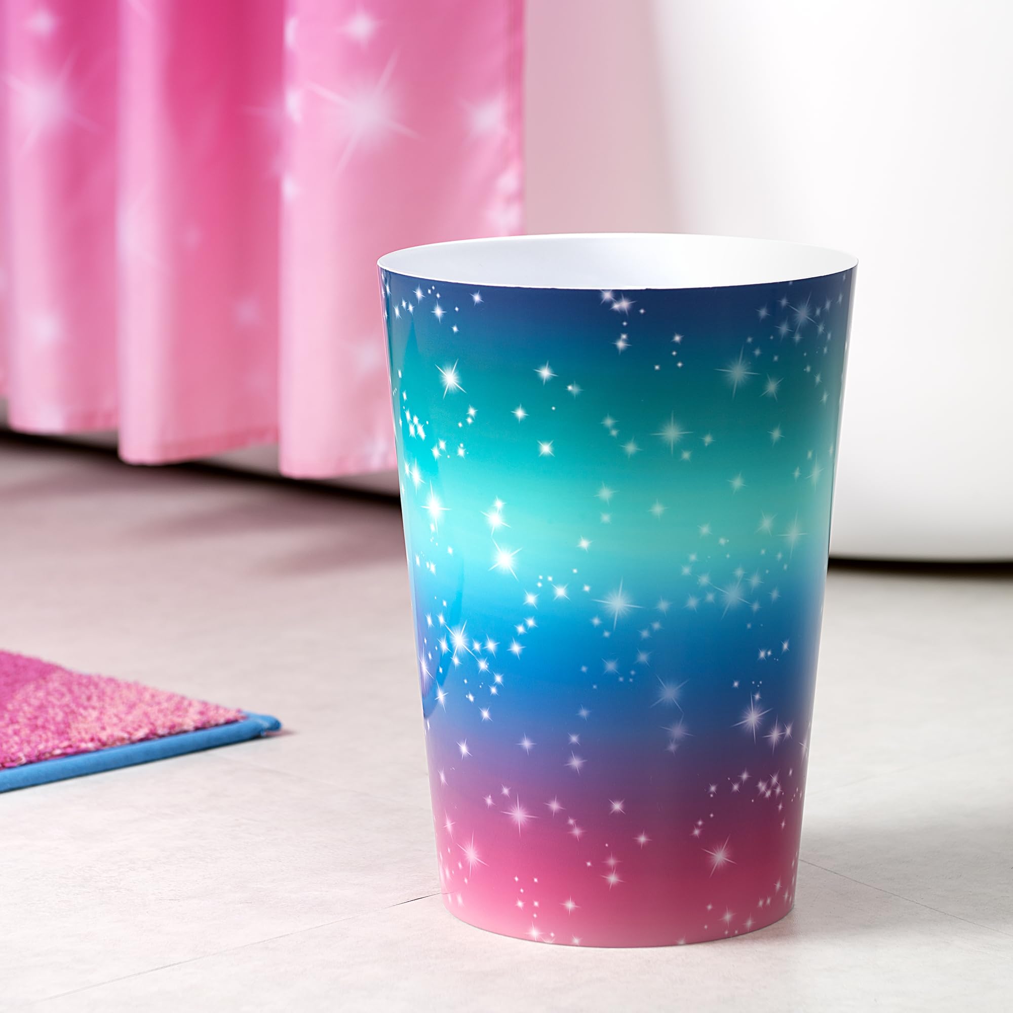 Allure Home Creation Tie Dye Sky Wastebasket-Compact Size-1.7 Gallons