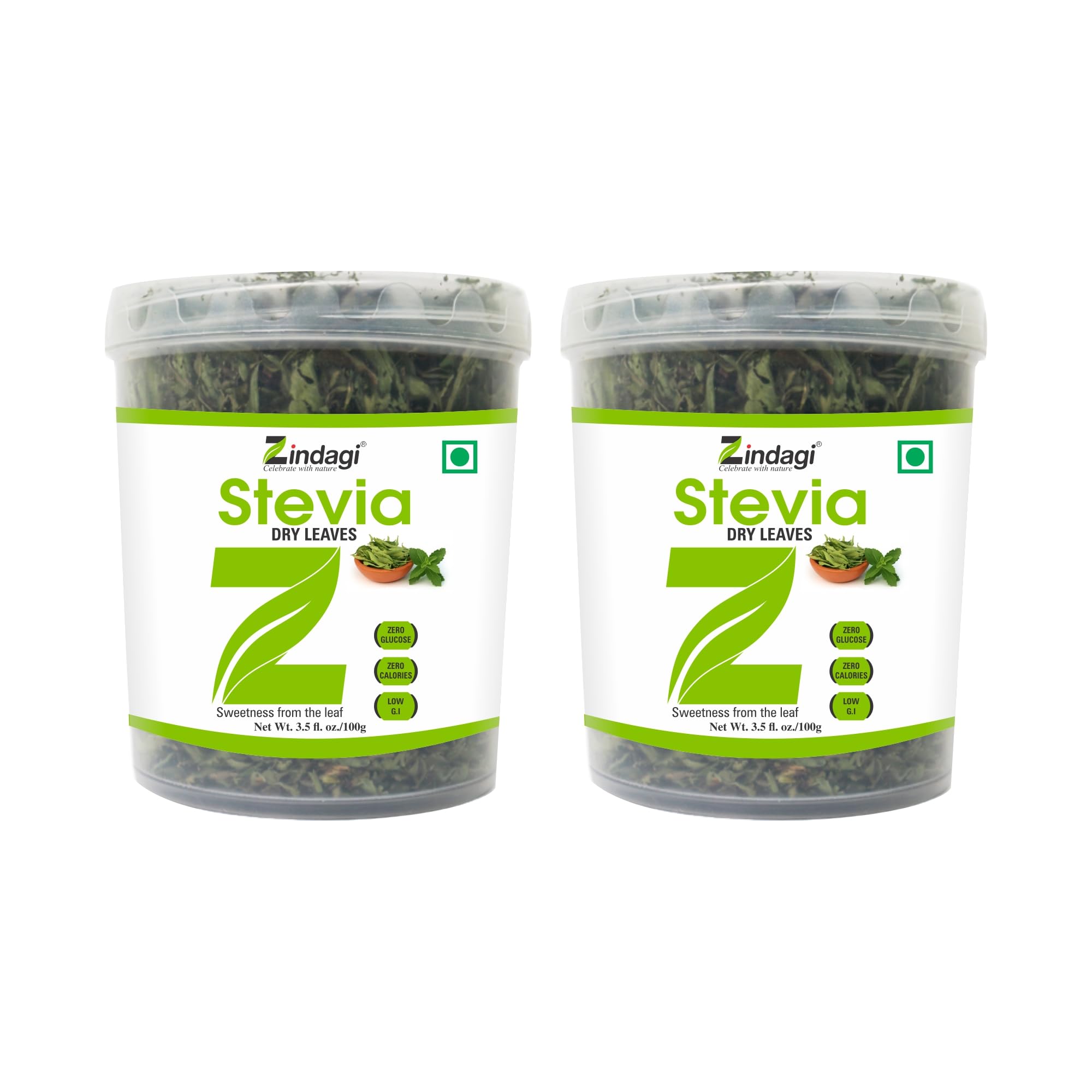 ZINDAGIStevia Dry (Raw) Leaves - Natural Fat Free Sweetener - Sugar-Free Stevia (200 GM)