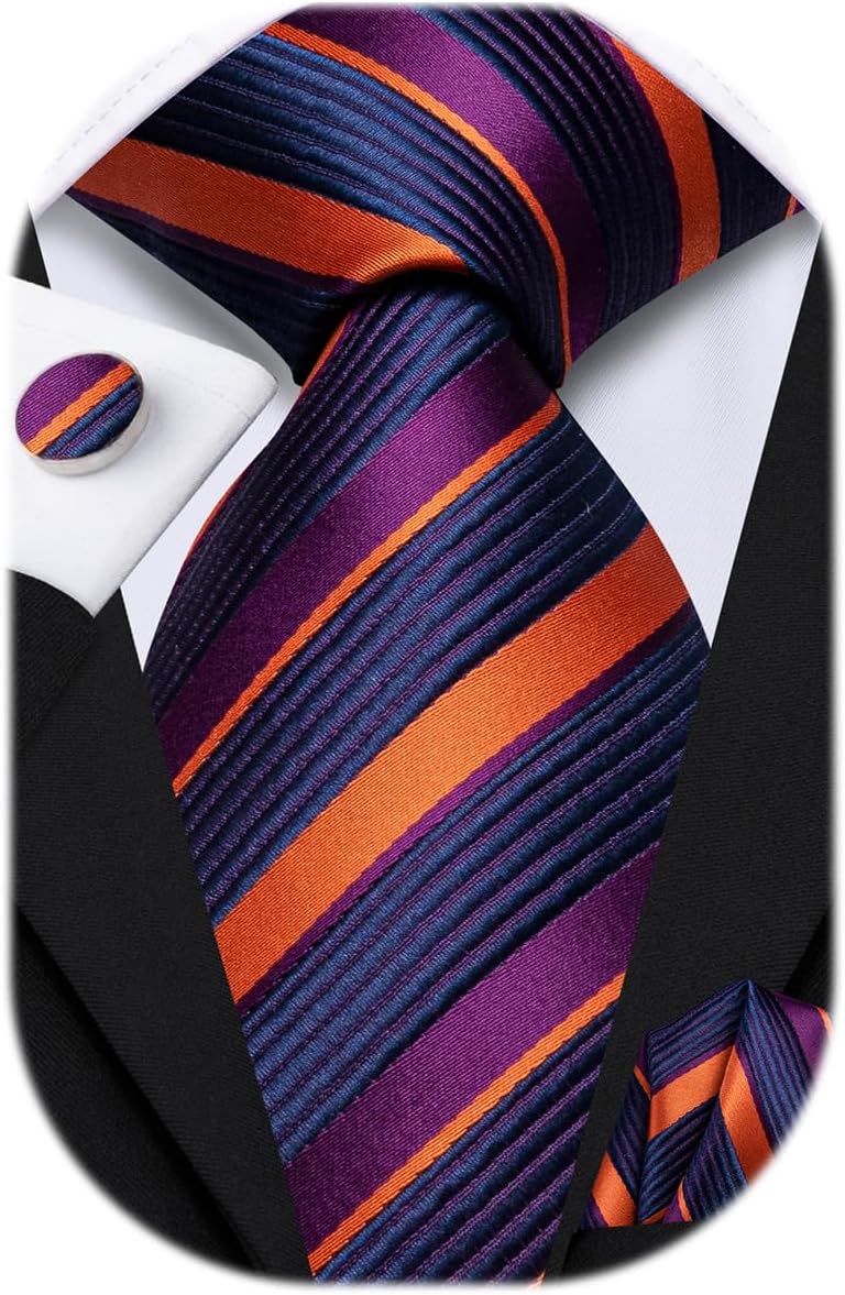 Dubulle Mens Tie Set Necktie and Pocket Square with Cufflinks Gift Box