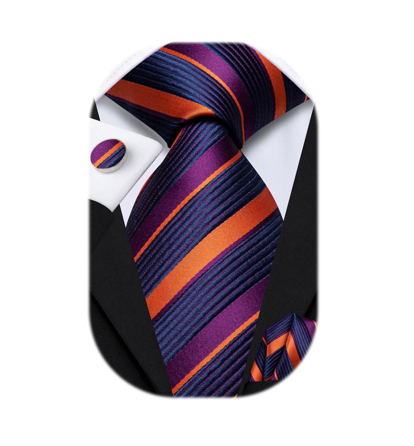 DubulleDubulle Mens Tie Set Solid Paisley Novelty Silk Necktie for Men with Cufflinks Tie and Pocket Square