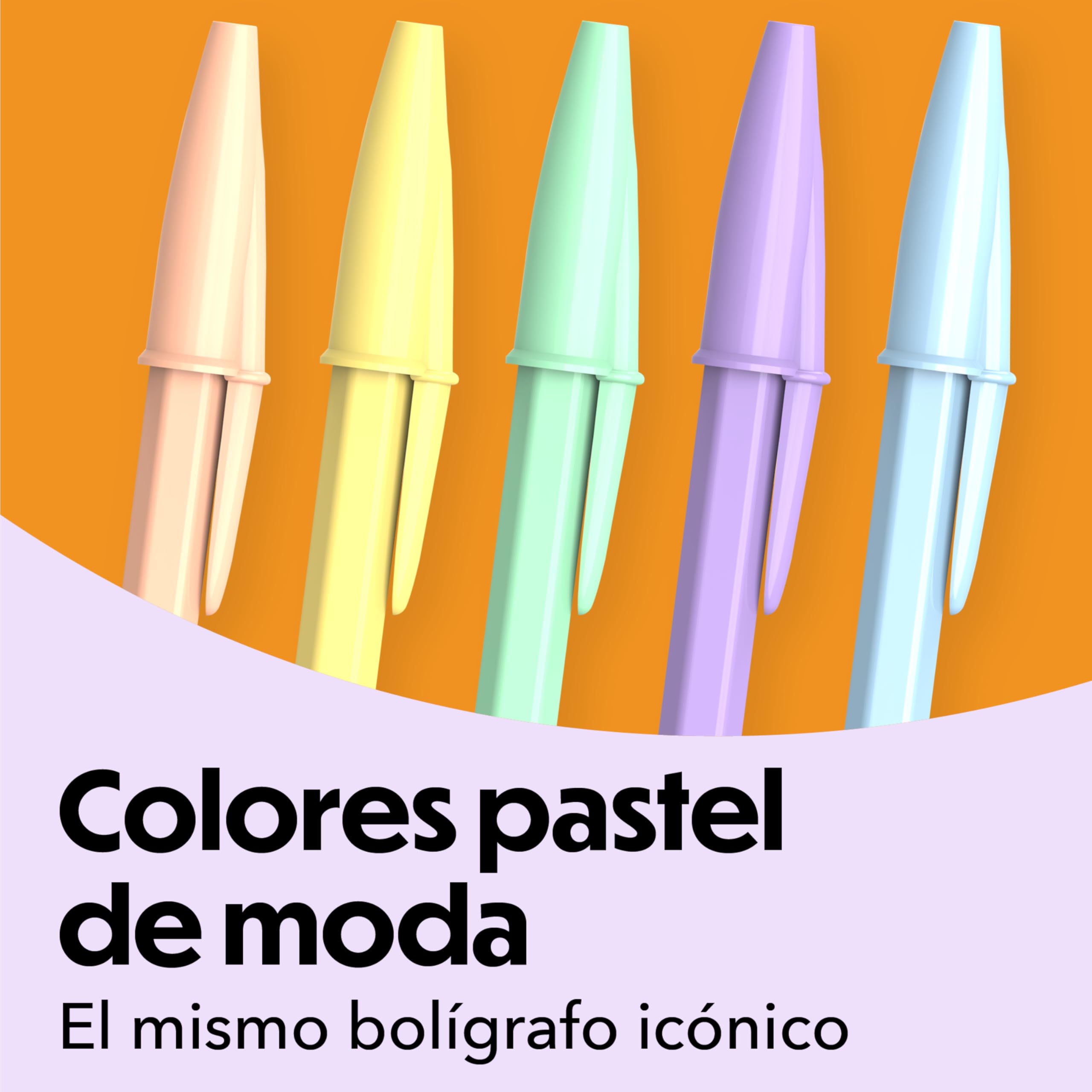 BIC Cristal Pastel Bolígrafos de Punta Media (1,00 mm) con Tinta Recargable Azul - Cuerpo de Colores Pastel Surtidos, Caja de 10 — view 2