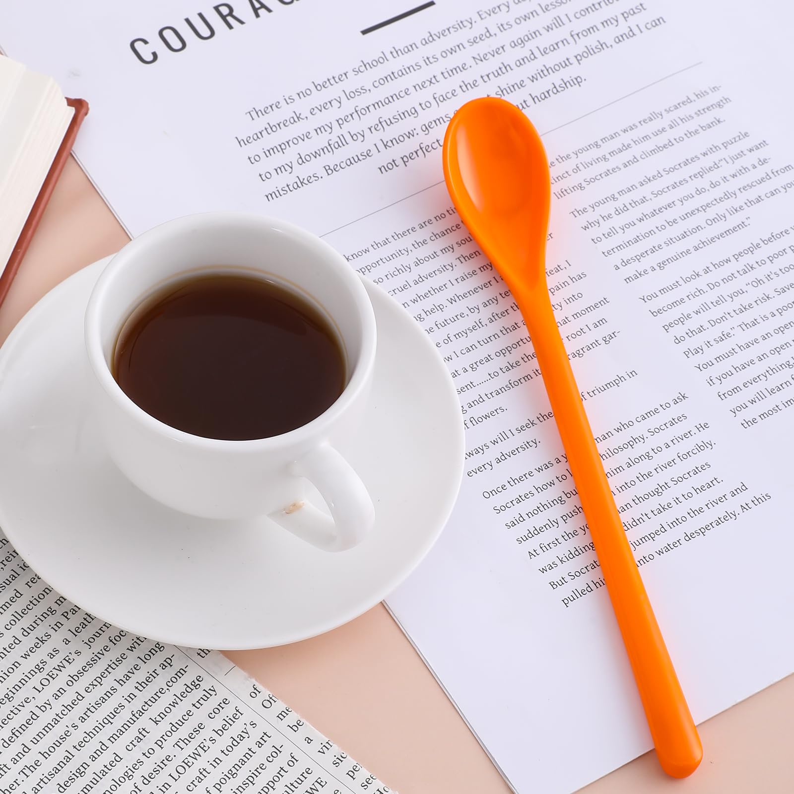Qianyu 4 Stück 7,48 Zoll Löffel mit Langem Griff Bunte Kunststoff Eierlöffel Kaffeerührlöffel Kaffeelöffel für Küche Eier Eis Joghurt Kaffe